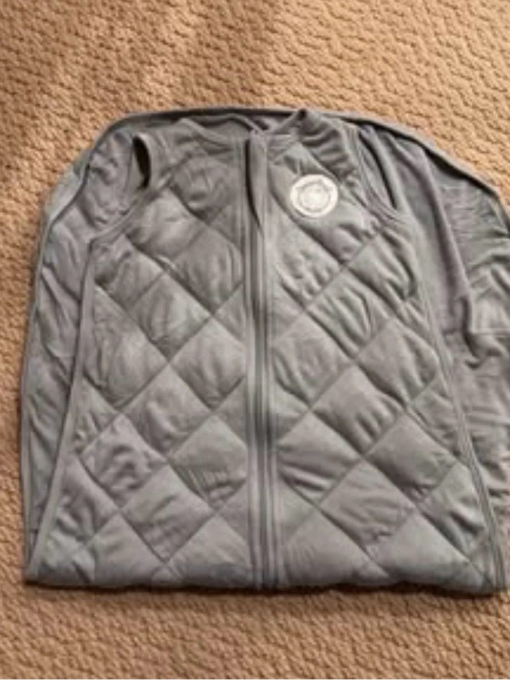 Quilted Light Gray Baby Sleep Sack with Front Zipper